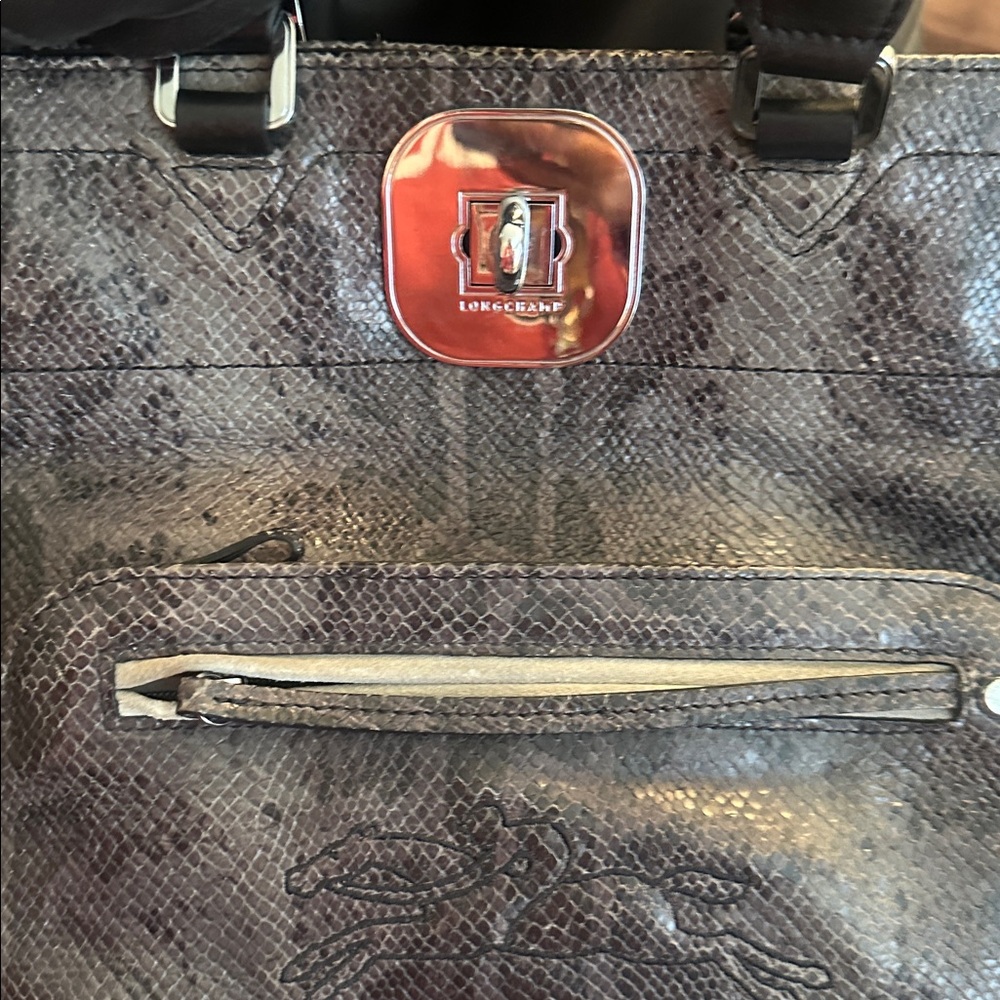 Authentic LongChamp  VINTAGE Python   Large Handbag  15”X 11” SALE FIRM NOW - Picture 14 of 17